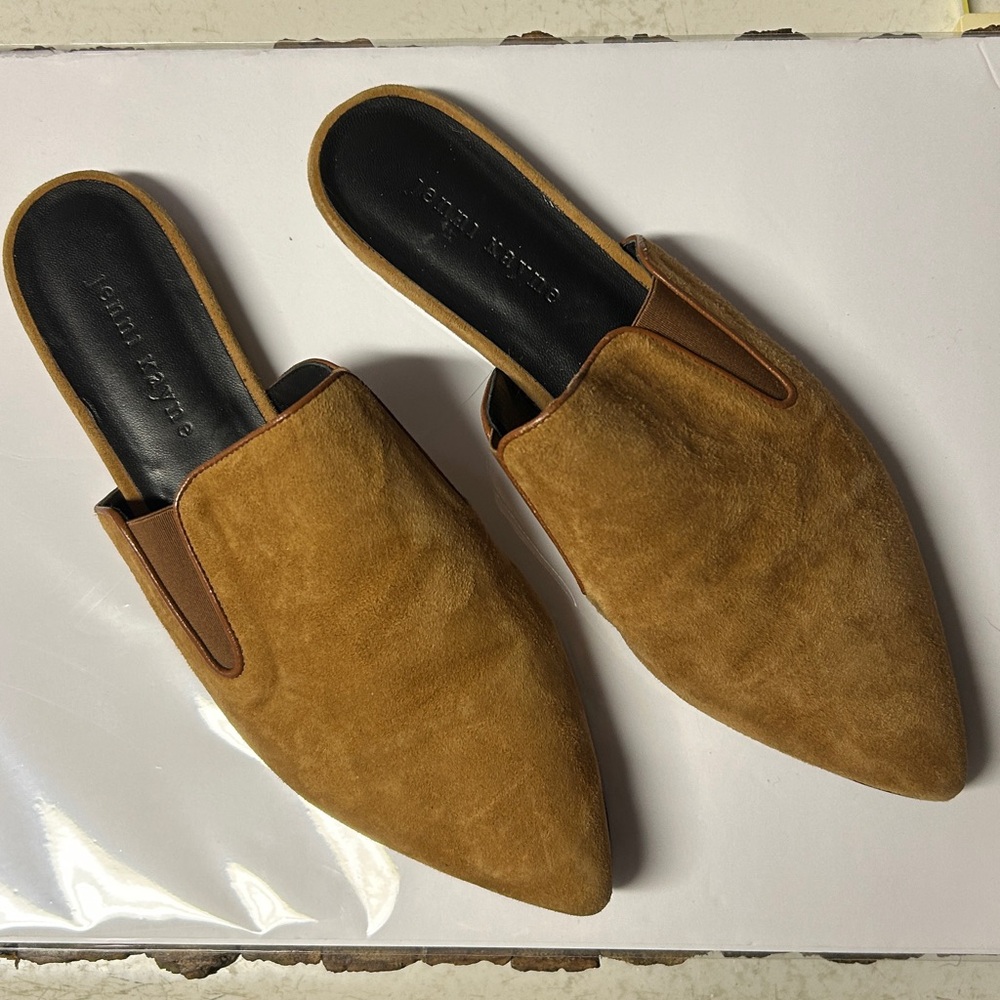 Jenni Kayne Tan Suede Mules made in Italy.